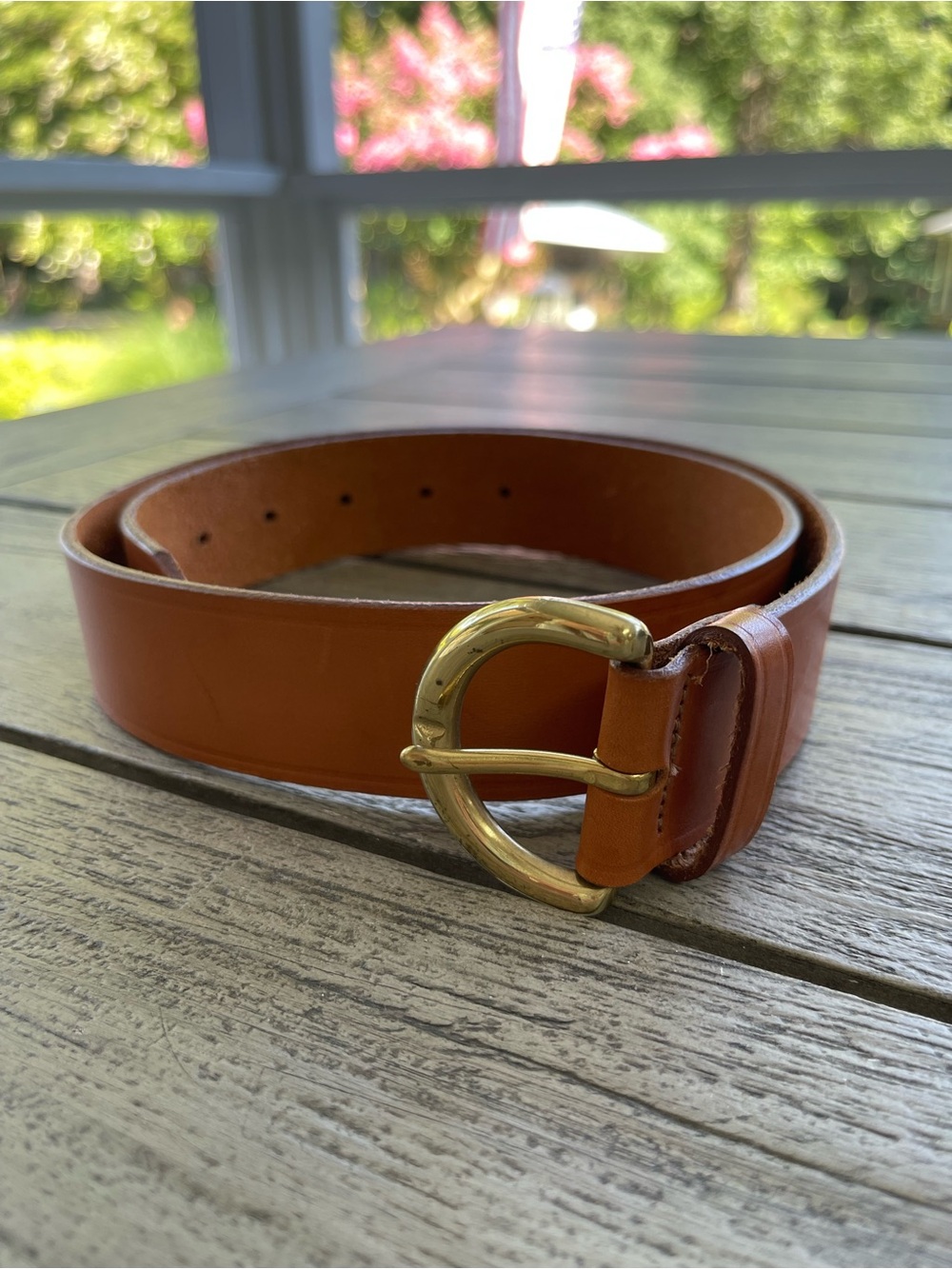 Orvis Classic Tan Leather Belt with Brass Buckle Size Medium